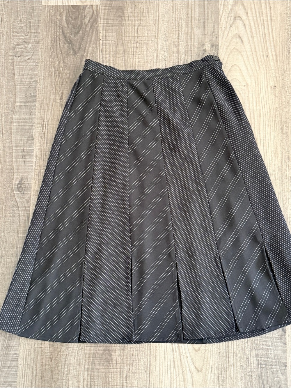 Vtg 90s Coldwater Creek Black Pinstripe Midi Skirt sz Petite Small